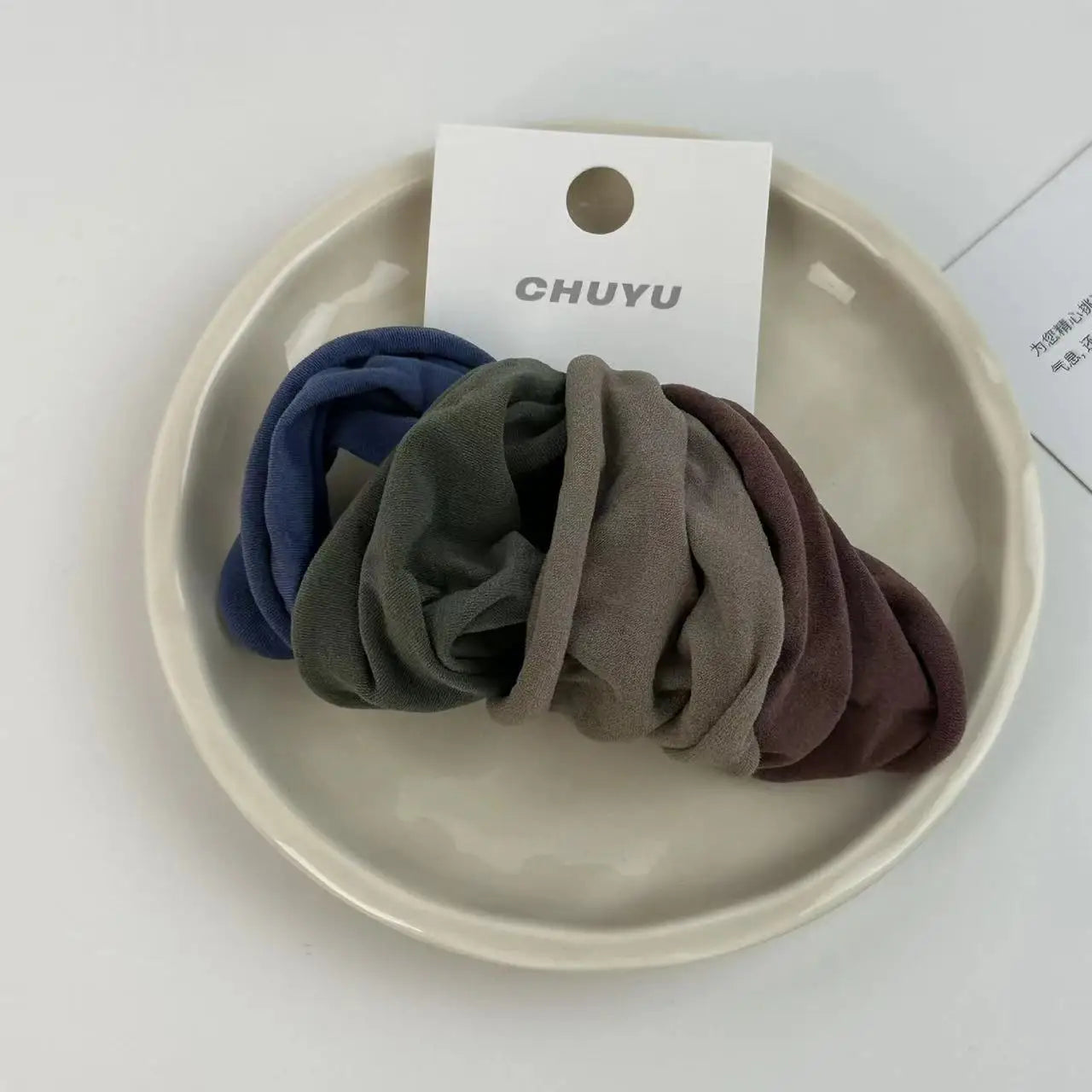 Thick Satin Scrunchie Set — 4pcs, Solid Neutral Colors