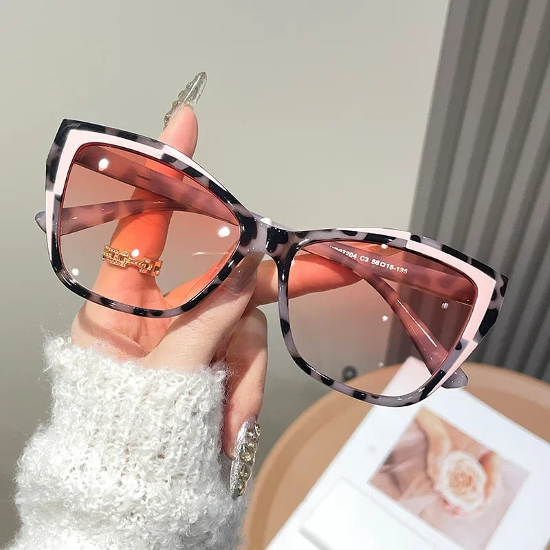 Cat Eye Color Block Sunglasses — Two-Tone Acetate Frame