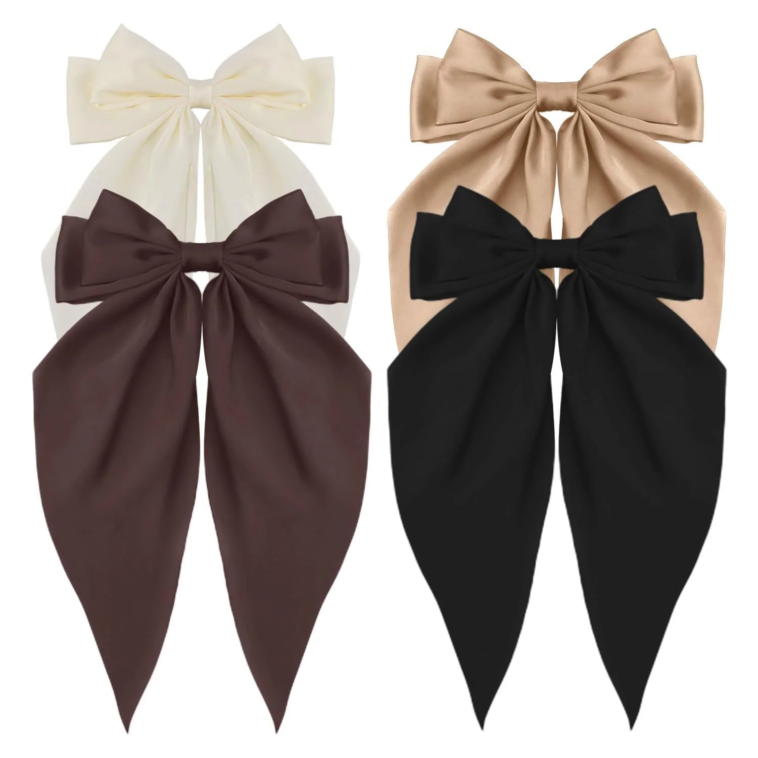 Oversized Satin Bow Clip — Long Ribbon Barrette