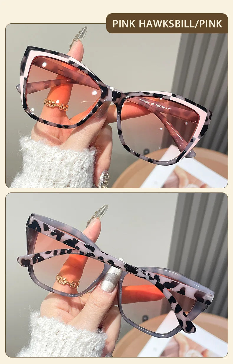 Cat Eye Color Block Sunglasses — Two-Tone Acetate Frame
