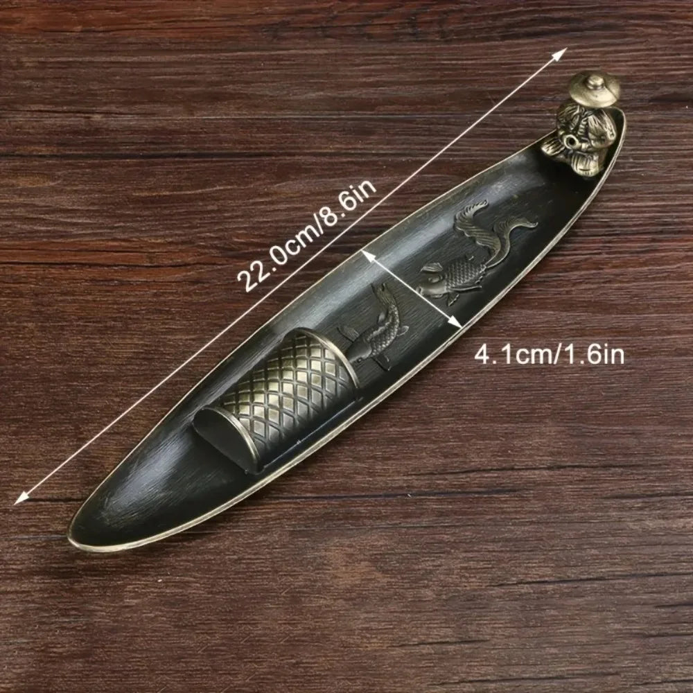 Japanese Incense Holder — Fisherman Boat, Alloy Stick Burner