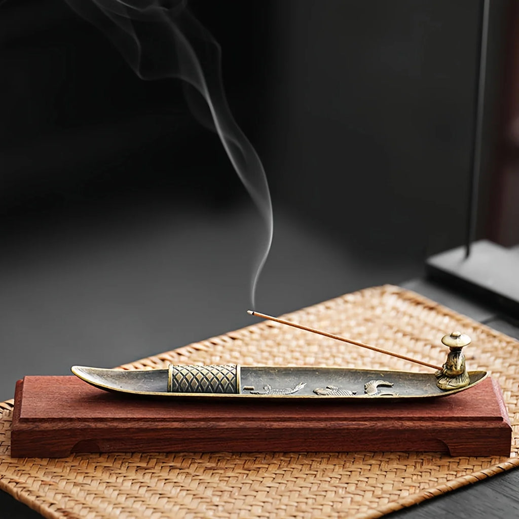 Japanese Incense Holder — Fisherman Boat, Alloy Stick Burner