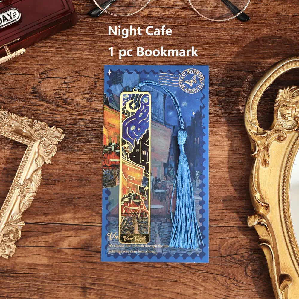 Vintage Art Metal Bookmark — Hollow Bronzing, Tassel Detail