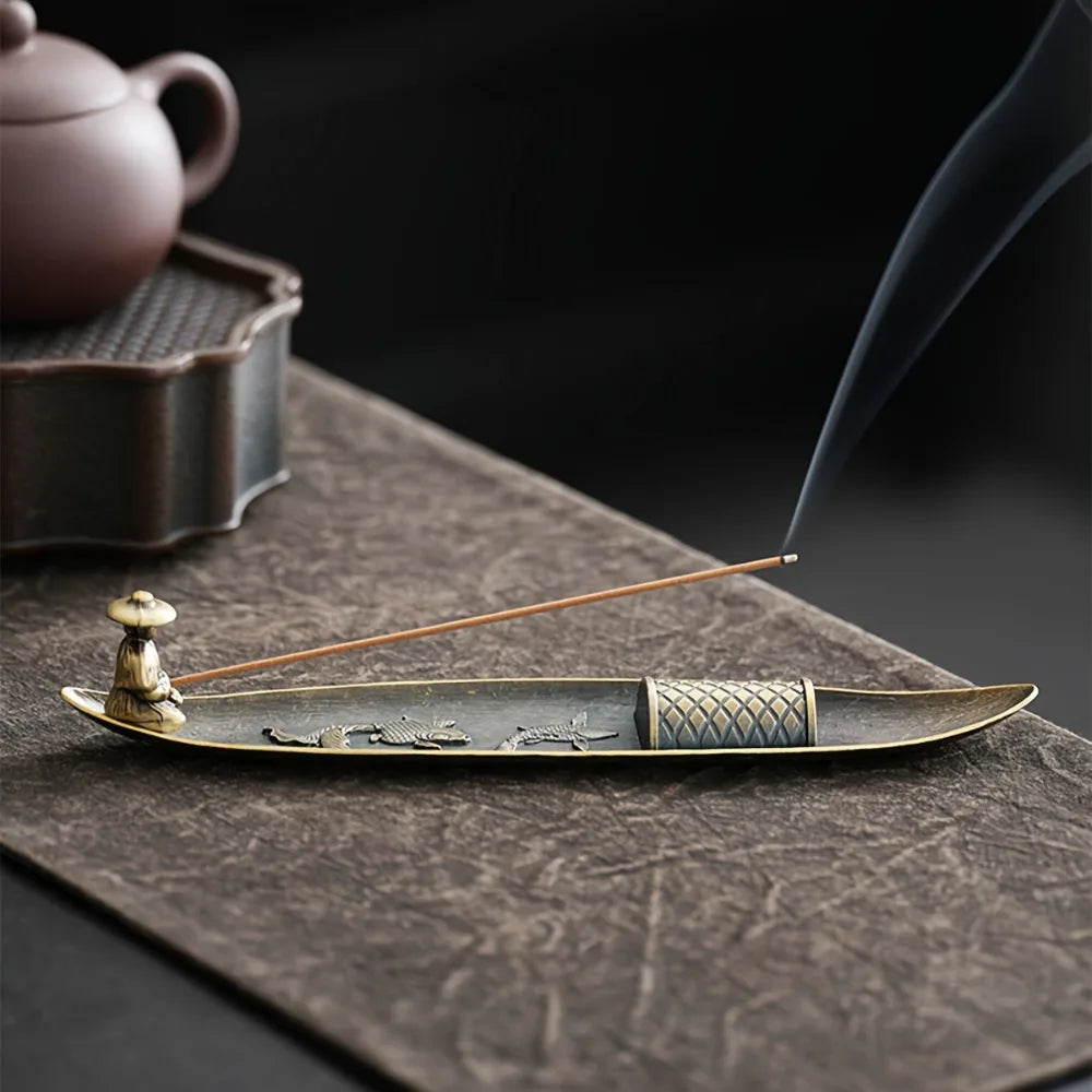 Japanese Incense Holder — Fisherman Boat, Alloy Stick Burner