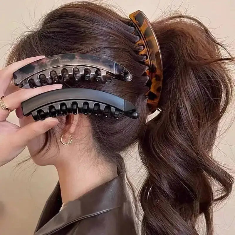 Tortoiseshell Banana Hair Clip — Fish-Shaped Twist Barrette