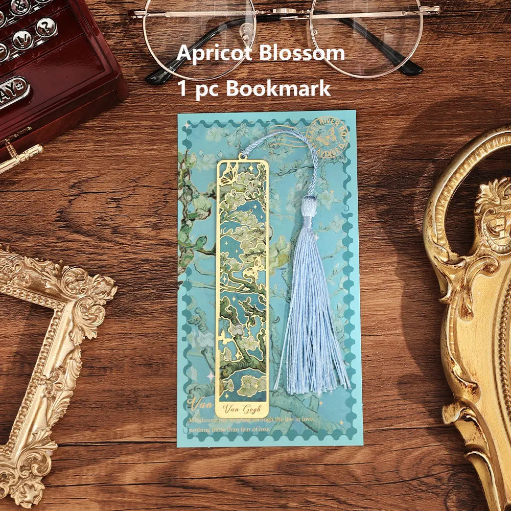 Vintage Art Metal Bookmark — Hollow Bronzing, Tassel Detail