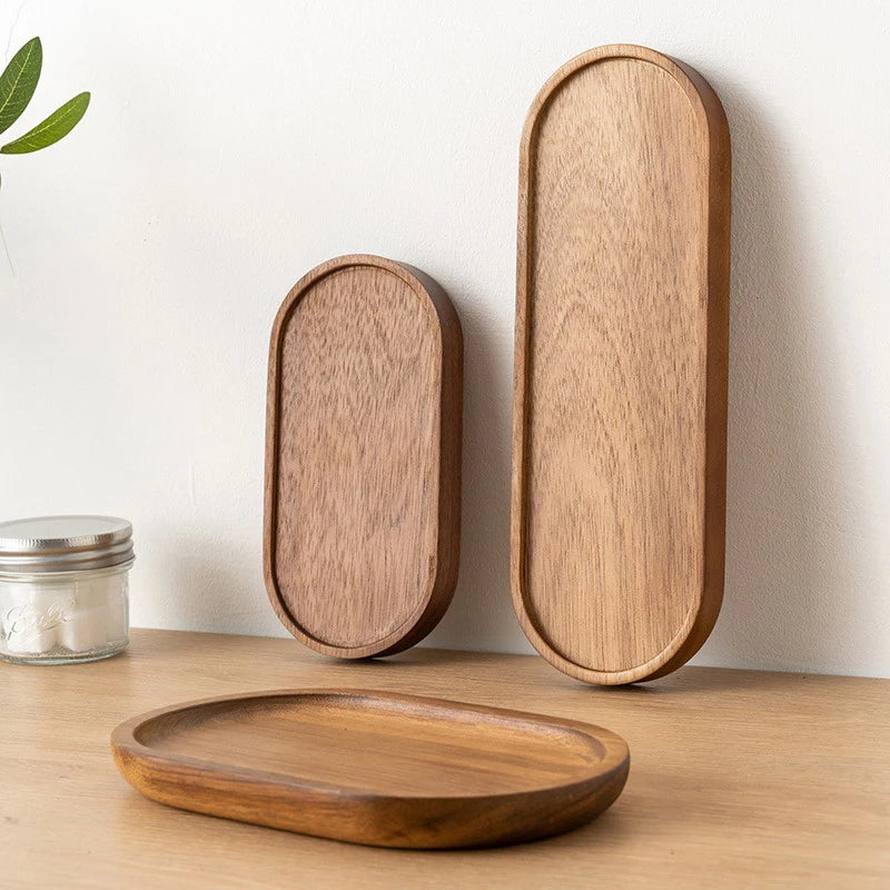 Minimalist Wood Tray — Solid Wood, Desk & Vanity Organizer