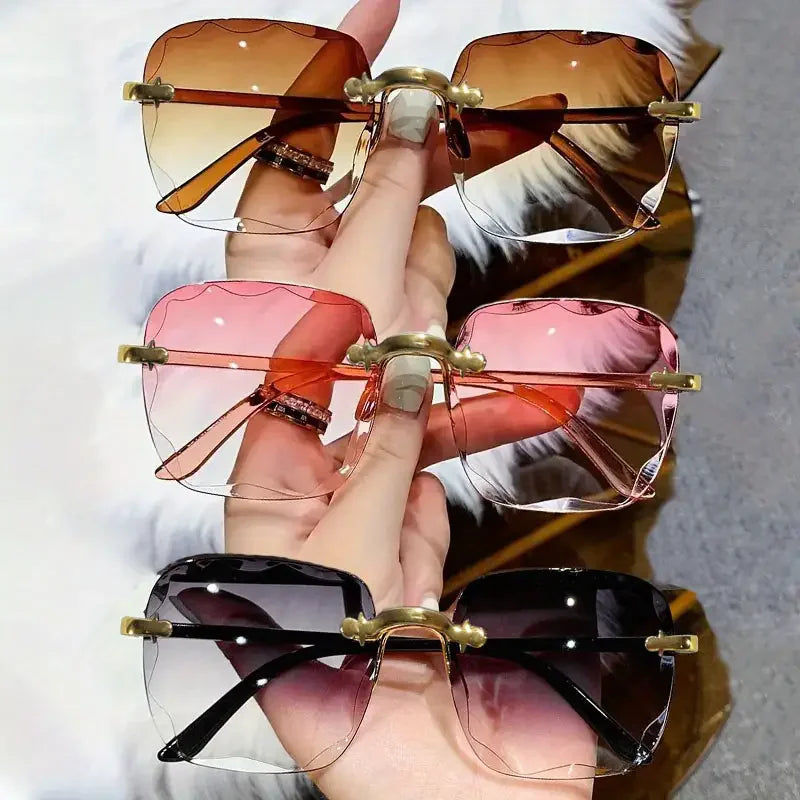 Square Rimless Sunglasses Set — 3 Pairs, UV400
