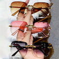 Square Rimless Sunglasses Set — 3 Pairs, UV400