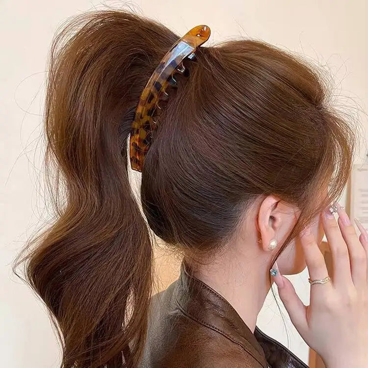 Tortoiseshell Banana Hair Clip — Fish-Shaped Twist Barrette