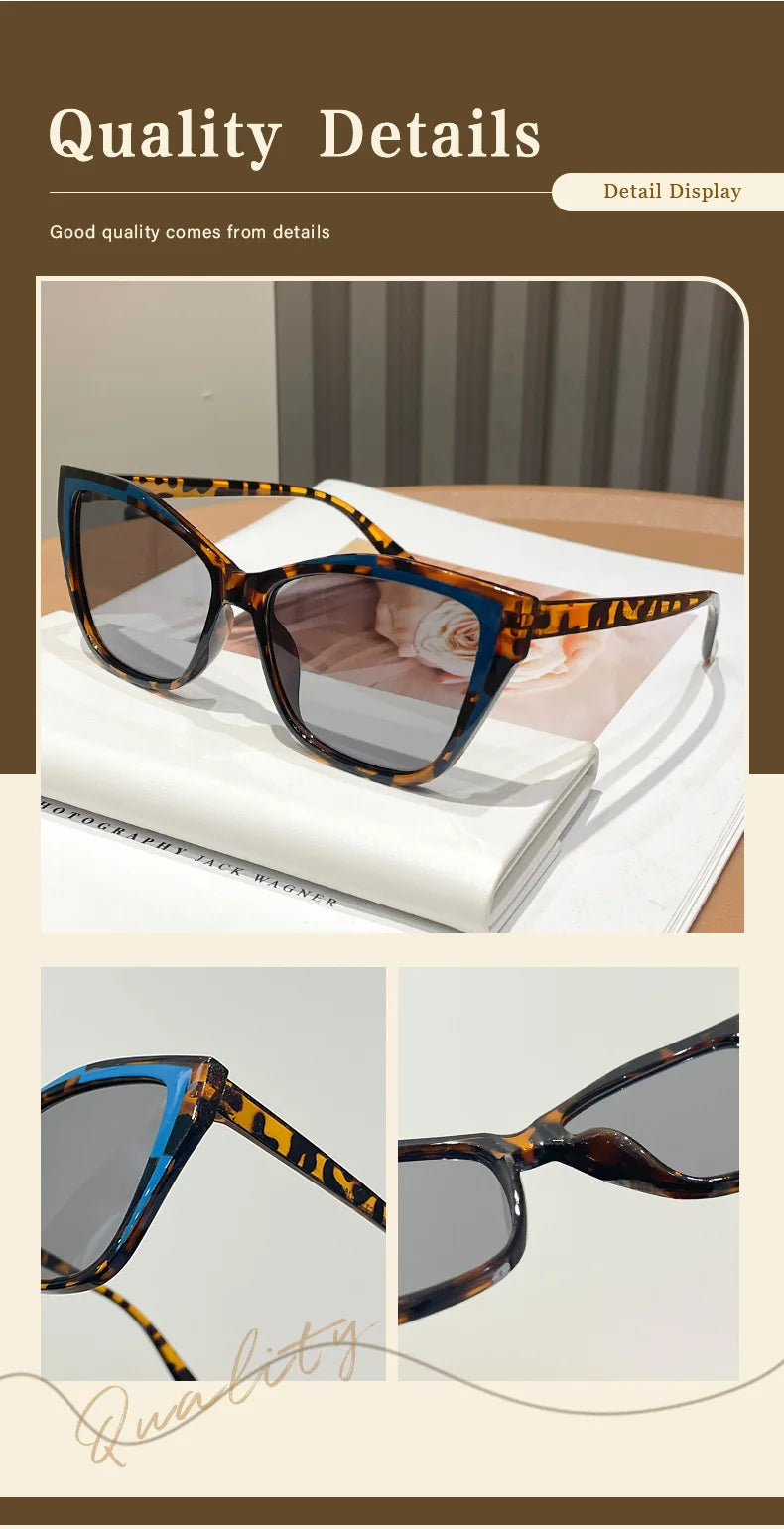 Cat Eye Color Block Sunglasses — Two-Tone Acetate Frame